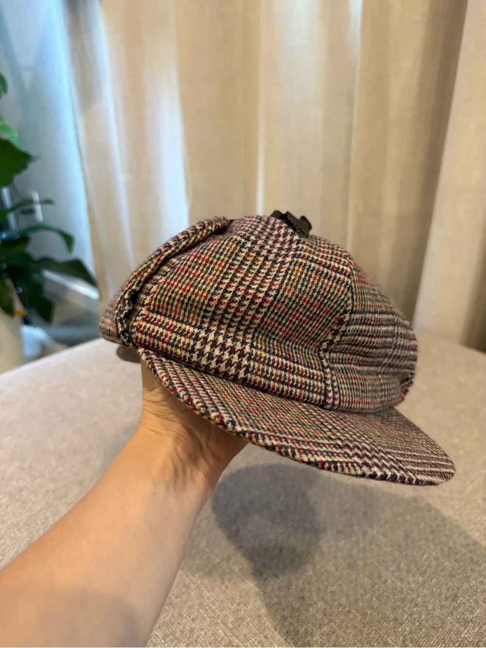 Vintage Dobbs Deerstalker Hat Plaid Wool USA Made Sherlock Hunting Cap XL